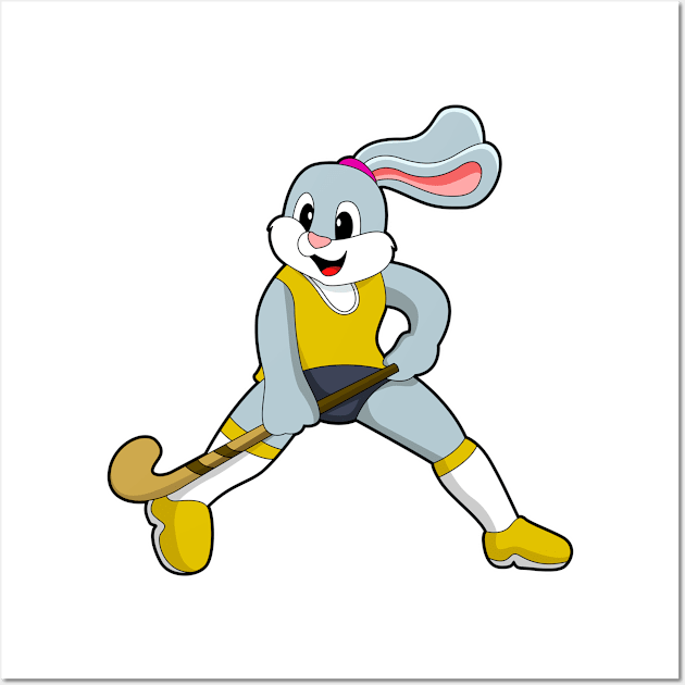 Rabbit at Hockey with Hockey bat Wall Art by Markus Schnabel